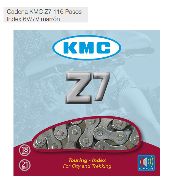 CADENA BICICLETA KMC Z7 MARRON 116P 6-7V.